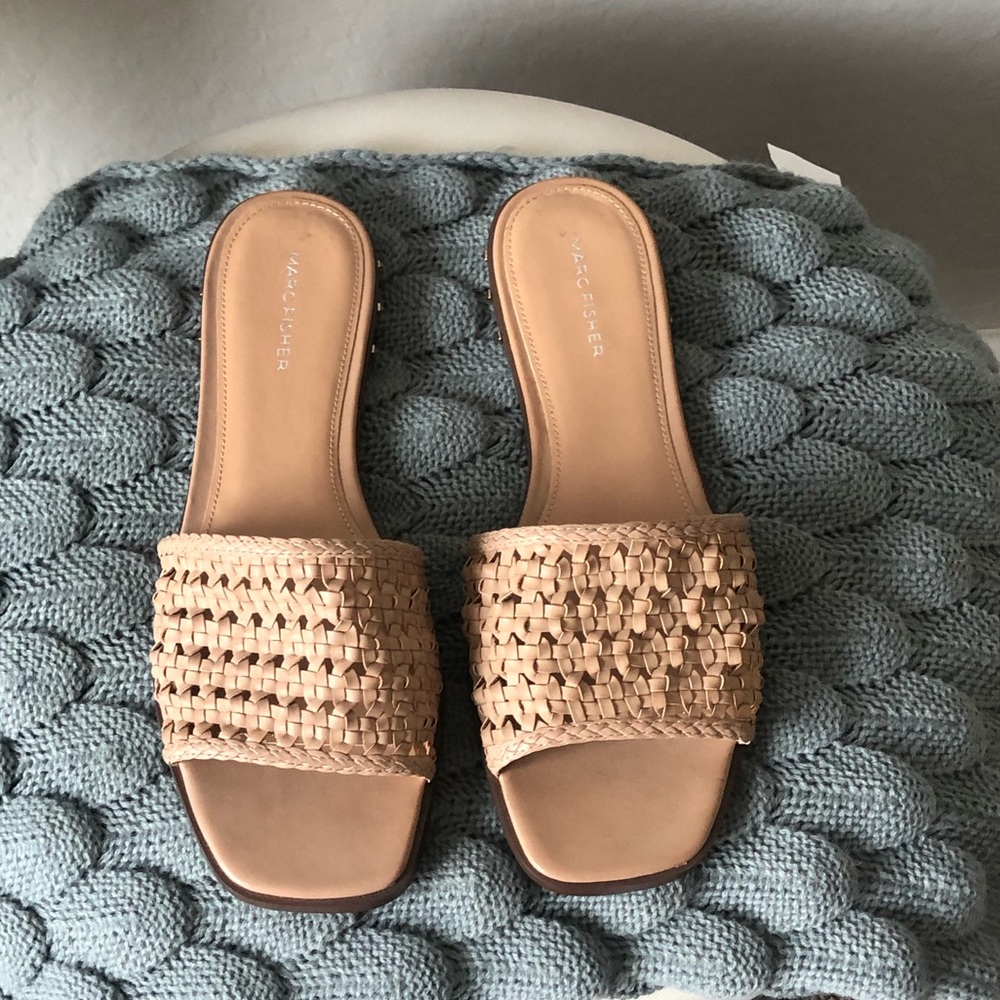 Marc Fisher Tan Flat Sandals